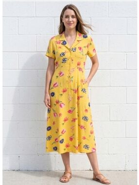 Expo Vintage 90's Yellow Floral Maxi Cottagecore Grandma Dress Women's Size 10